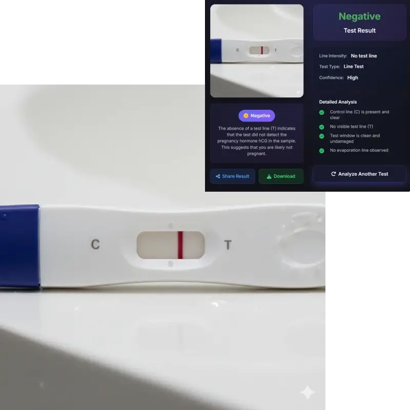 AI detects negative pregnancy test - single control line visible